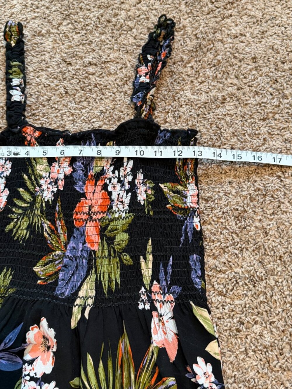 Patrons of Peace Black Pink Floral Smocked Tank S Cottagecore - Picture 10 of 10